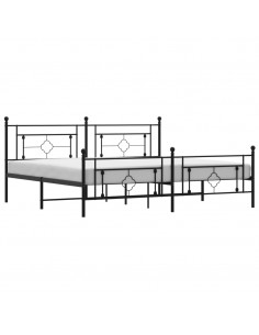 Giroletto con Testiera e Pediera Metallo Nero 193x203 cm 2