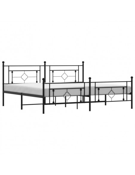 Giroletto con Testiera e Pediera Metallo Nero 193x203 cm