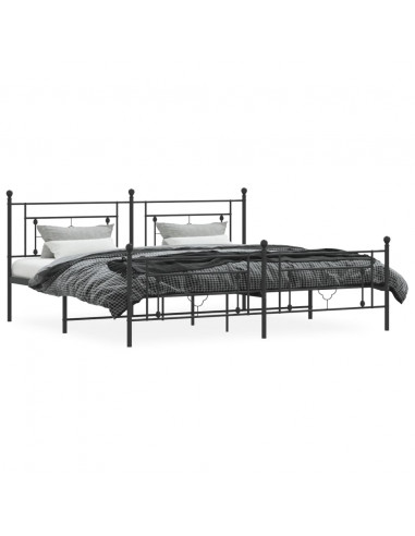 Giroletto con Testiera e Pediera Metallo Nero 193x203 cm