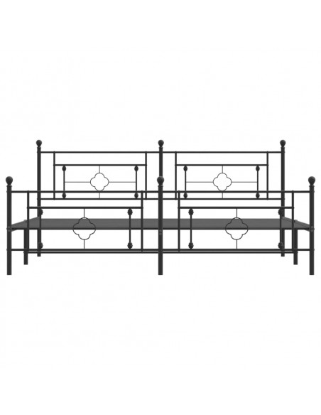 Giroletto con Testiera e Pediera Metallo Nero 193x203 cm