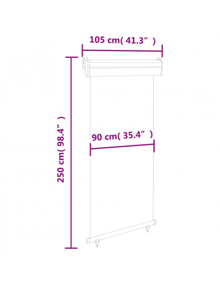 Tendalino Laterale per Balcone 105x250 cm Nero