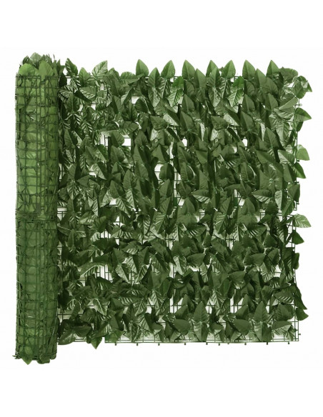 Paravento da Balcone con Foglie Verde Scuro 200x75 cm