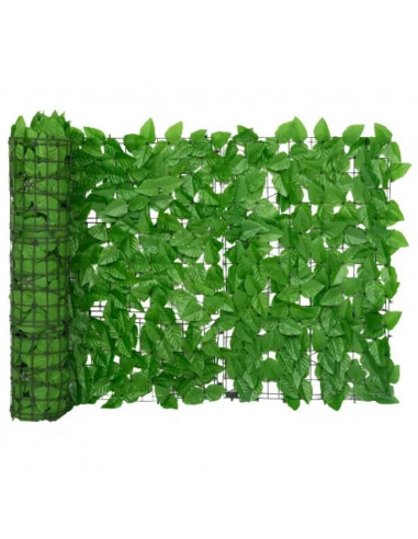 Paravento da Balcone con Foglie Verdi 200x75 cm