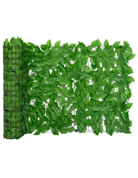 Paravento da Balcone con Foglie Verdi 200x75 cm