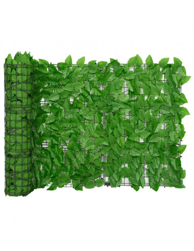 Paravento da Balcone con Foglie Verdi 200x75 cm