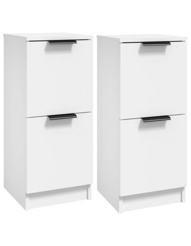 Credenze 2 pz Bianche 30x30x70 cm in Legno Multistrato