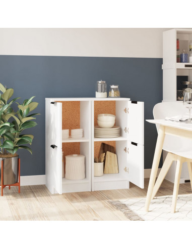 Credenze 2 pz Bianche 30x30x70 cm in Legno Multistrato