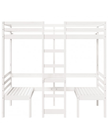Giroletto Soppalco con Scrivania e Sedie Bianco 75x190cm Pino