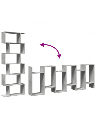 Libreria Divisorio 6Piani Grigio Cemento 70x24x193cm Truciolato