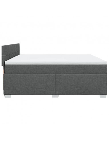 Giroletto a Molle con Materasso Grigio Scuro 200x200 cm Tessuto