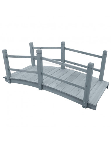 Ponte da Giardino Grigio 140x60x56cm in Legno Massello di Abete