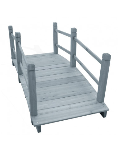 Ponte da Giardino Grigio 140x60x56cm in Legno Massello di Abete