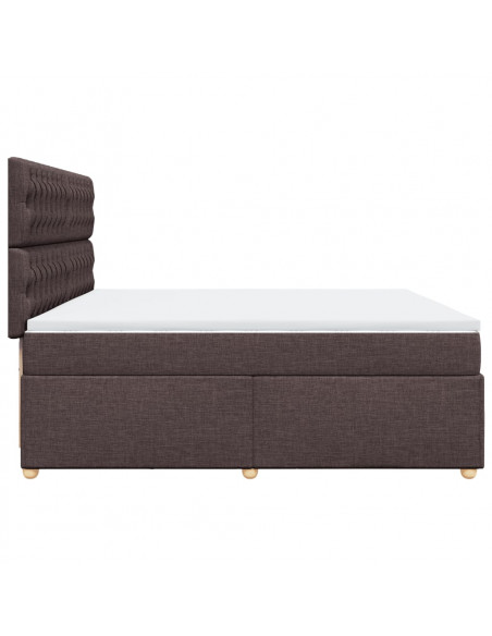 Giroletto a Molle con Materasso Marrone Scuro 200x200cm Tessuto
