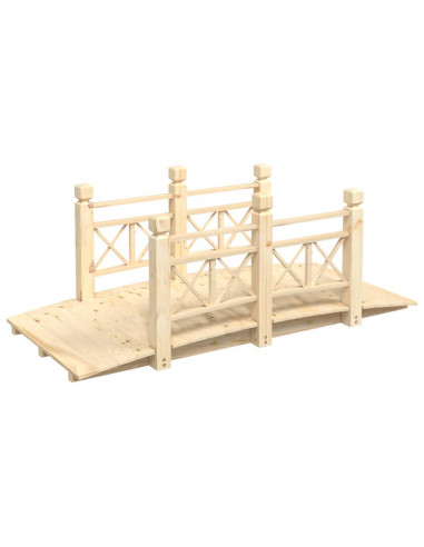 Ponte Giardino Ringhiere 150x67x56cm Legno Massello Abete Rosso