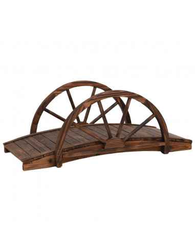 Ponte Giardino con Mezza Ruota 99x50x38 cm Legno Massello Abete