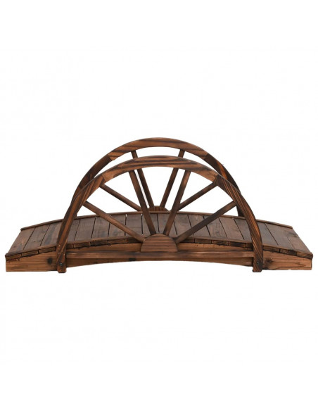 Ponte Giardino con Mezza Ruota 99x50x38 cm Legno Massello Abete