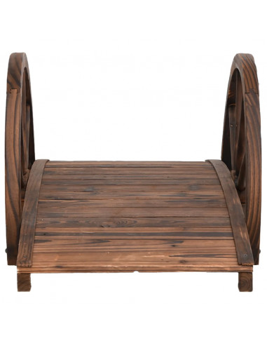 Ponte Giardino con Mezza Ruota 99x50x38 cm Legno Massello Abete