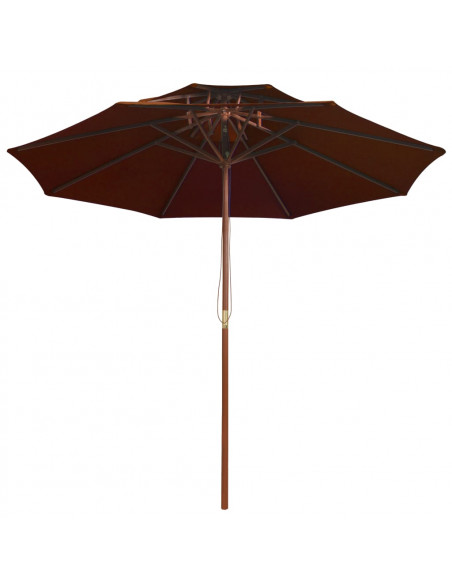 Ombrellone a Due Livelli con Palo in Legno 270 cm Terracotta