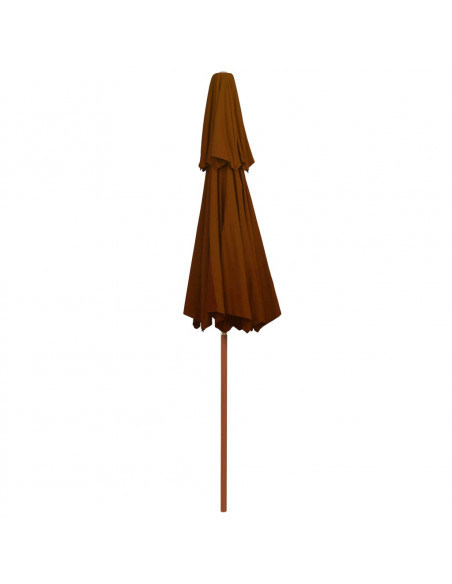 Ombrellone a Due Livelli con Palo in Legno 270 cm Terracotta