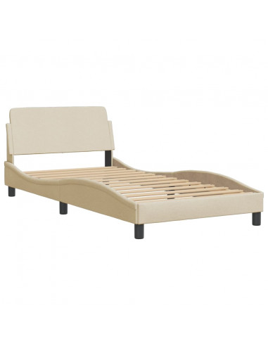 Letto con Materasso Crema 100x200 cm in Tessuto