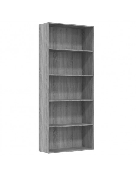 Libreria 5 Ripiani Grigio Sonoma 80x30x189 cm Legno Multistrato
