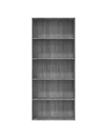 Libreria 5 Ripiani Grigio Sonoma 80x30x189 cm Legno Multistrato