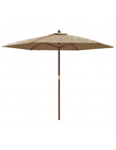 Ombrellone da Giardino con Palo in Legno Tortora 299x240 cm 2