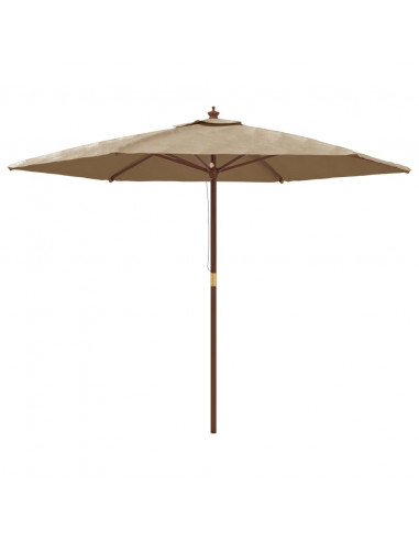 Ombrellone da Giardino con Palo in Legno Tortora 299x240 cm