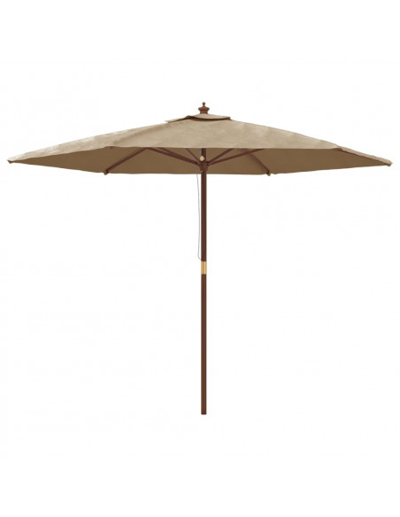 Ombrellone da Giardino con Palo in Legno Tortora 299x240 cm