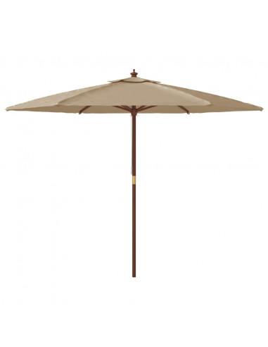 Ombrellone da Giardino con Palo in Legno Tortora 299x240 cm