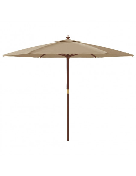 Ombrellone da Giardino con Palo in Legno Tortora 299x240 cm