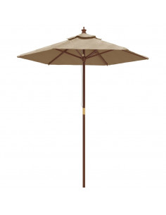 Ombrellone da Giardino con Palo in Legno Tortora 196x231 cm 2