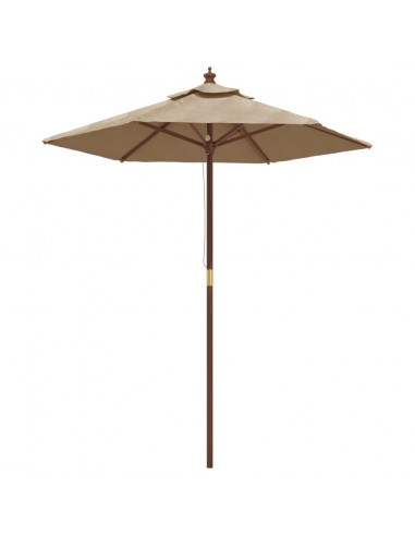 Ombrellone da Giardino con Palo in Legno Tortora 196x231 cm
