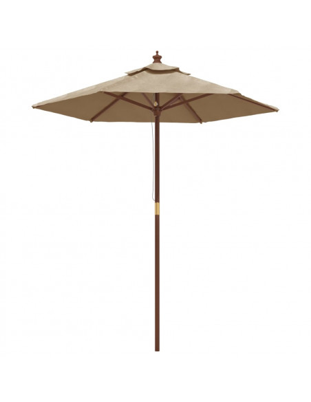 Ombrellone da Giardino con Palo in Legno Tortora 196x231 cm