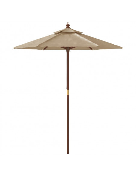 Ombrellone da Giardino con Palo in Legno Tortora 196x231 cm