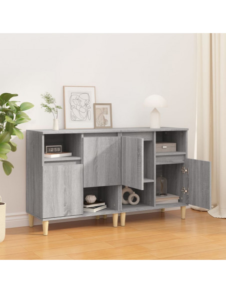 Credenze 2pz Grigio Sonoma 60x35x70 cm in Legno Multistrato