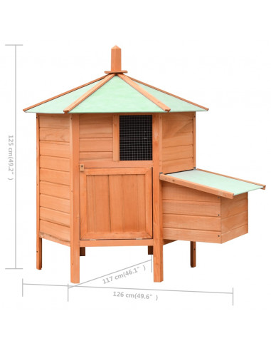 Gabbia per Polli Legno Massello di Pino e Abete 126x117x125 cm
