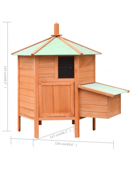 Gabbia per Polli Legno Massello di Pino e Abete 126x117x125 cm