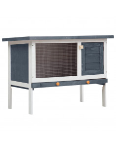 Conigliera per Esterni con Piano Singolo Grigia in Legno 2