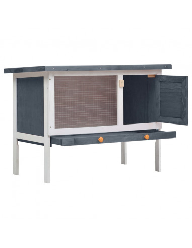 Conigliera per Esterni con Piano Singolo Grigia in Legno