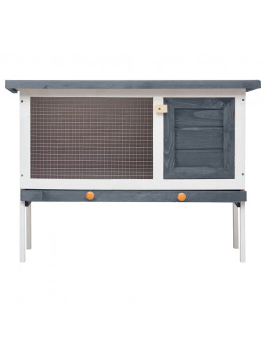 Conigliera per Esterni con Piano Singolo Grigia in Legno