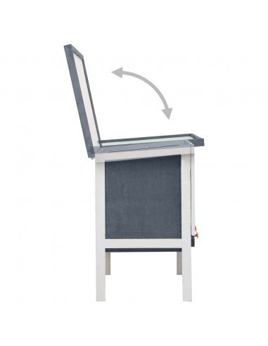 Conigliera per Esterni con Piano Singolo Grigia in Legno