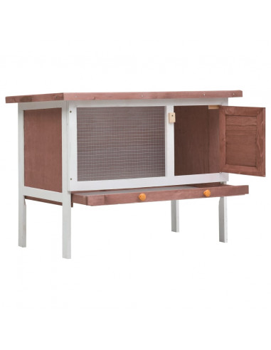 Conigliera per Esterni con Piano Singolo Marrone in Legno