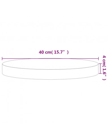 Piano per Tavolo Ø40x4 cm Rotondo in Legno Massello di Faggio