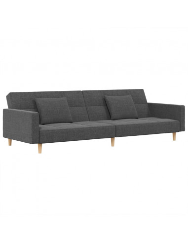 Divano Letto a 2 Posti con 2 Cuscini Grigio Chiaro in Tessuto