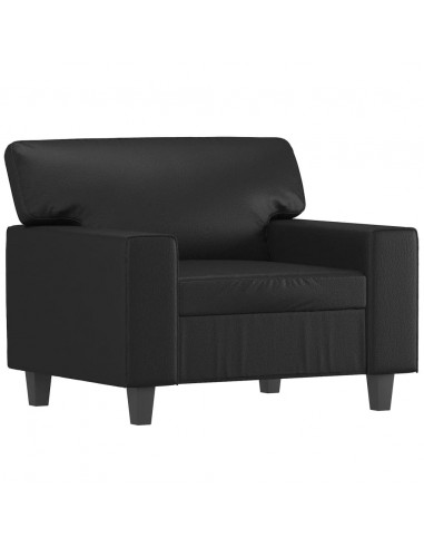 Poltrona con Poggiapiedi Nero 60 cm in Similpelle