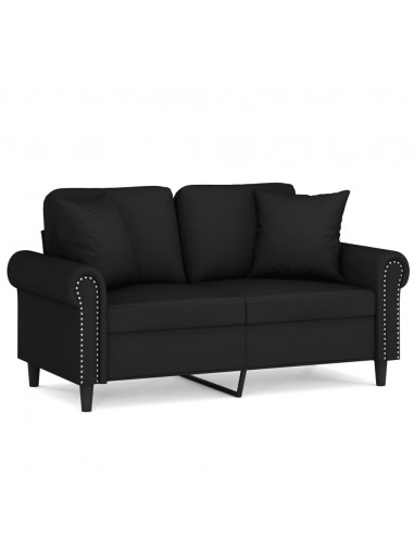 Divano a 2 Posti con Cuscini Nero 120 cm in Velluto