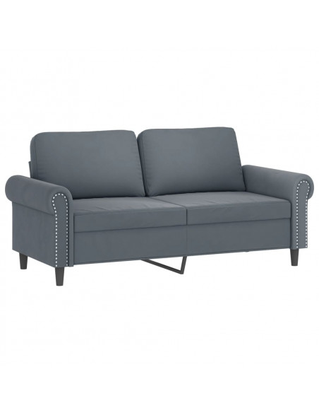 Divano a 2 Posti con Cuscini Grigio Scuro 140 cm in Velluto