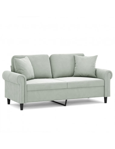 Divano a 2 Posti con Cuscini Grigio Chiaro 140 cm in Velluto