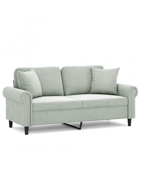 Divano a 2 Posti con Cuscini Grigio Chiaro 140 cm in Velluto